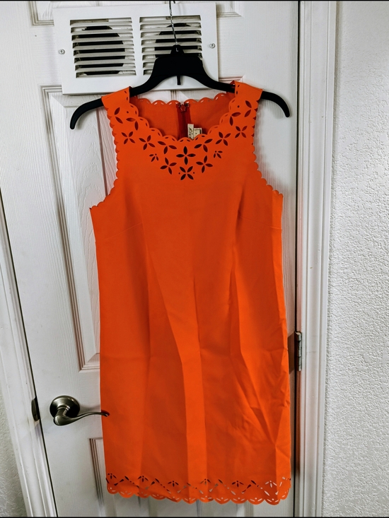 J. Crew Dresses & Skirts - J. Crew Orange Scalloped Laser Cut Shift Dress Size 2